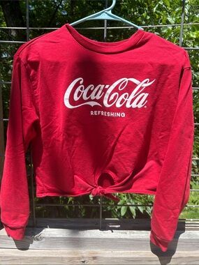 Coca Cola Red Cropped Logo Sweatshirt with Front Knot